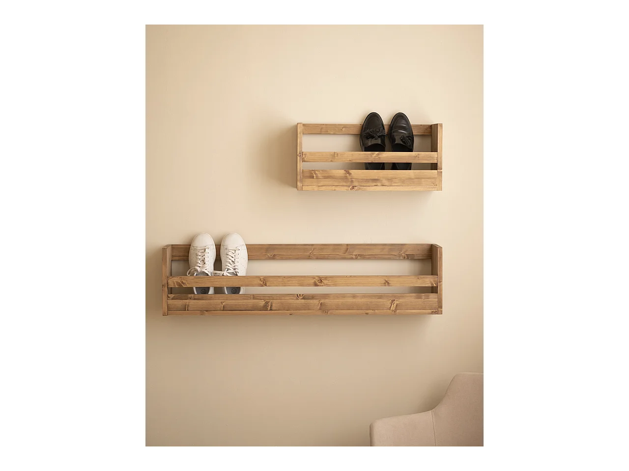 Sarpiera in legno massello in tono rovere scuro 53,5x25cm - BOX - DECOWOOD