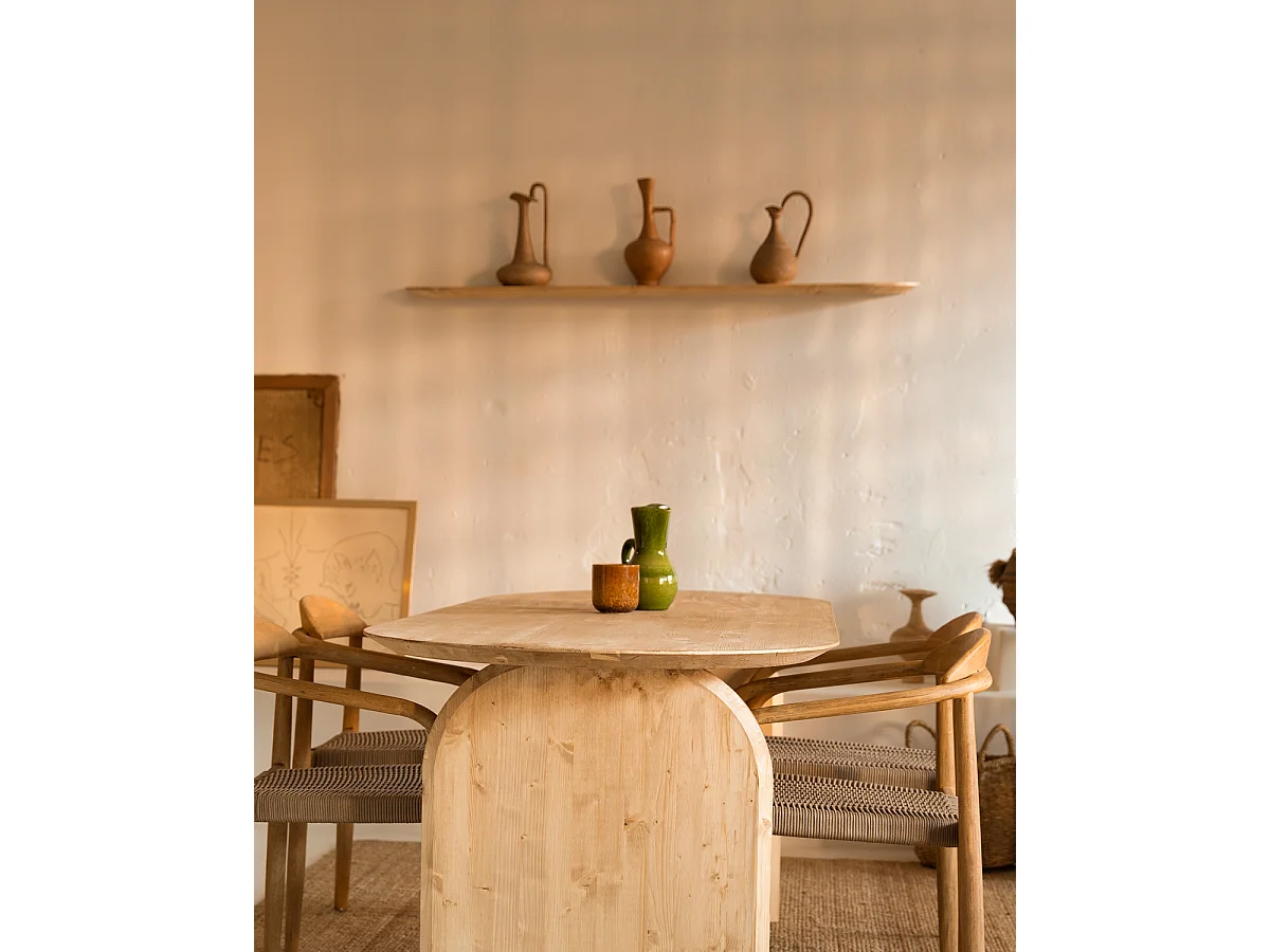 Mensola arrotondata in legno massello in tono marrone chiaro 140x3,2x19,65cm - BLOOM - DECOWOOD