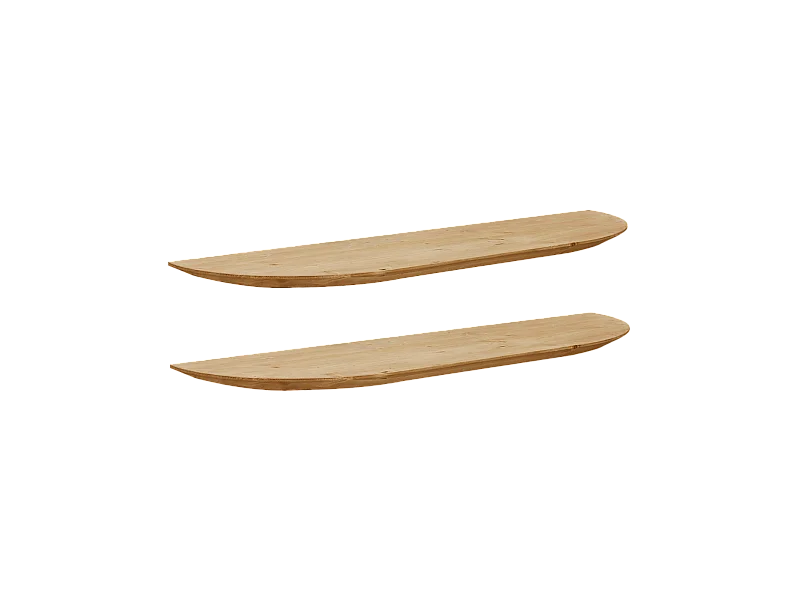 Pack 2 estanterías redondeadas de madera maciza flotantes tono roble medio 120x3,2x19,65cm - BLOOM - DECOWOOD