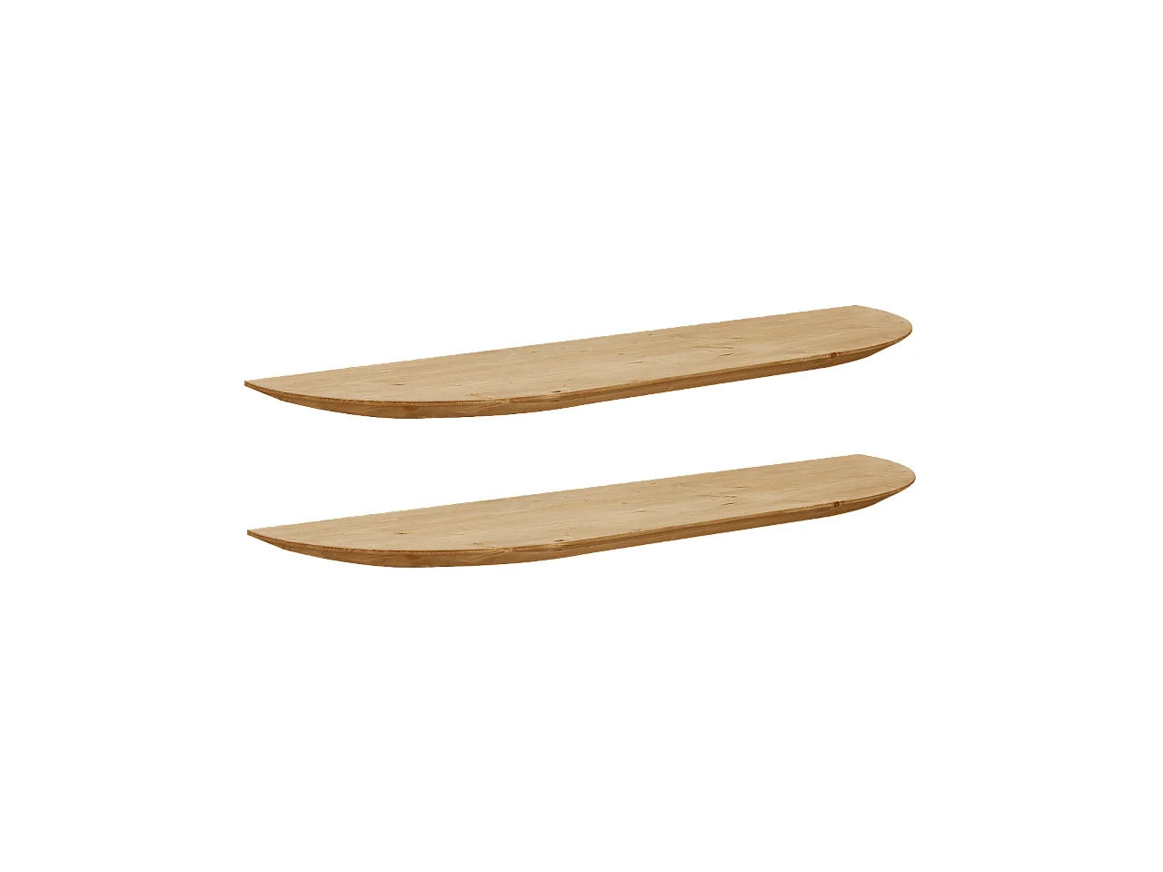 Set 2 ripiani arrotondati in legno massello in tono marrone chiaro 60x3,2x19,65cm - BLOOM - DECOWOOD