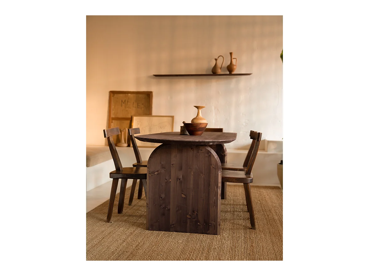 Mensola arrotondata in legno massello in tono noce 120x3,2x19,65cm - BLOOM - DECOWOOD