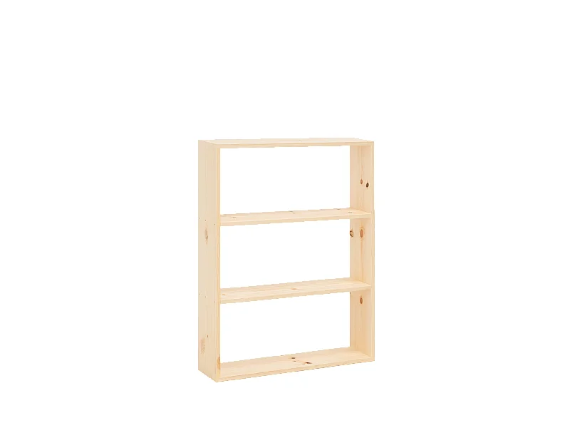 Estantería de madera maciza con 2 estantes natural - SAURA - DECOWOOD