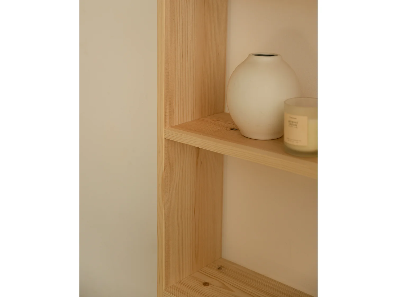 Scaffale in legno massello in tono naturale con 2 ripiani - SAURA - DECOWOOD