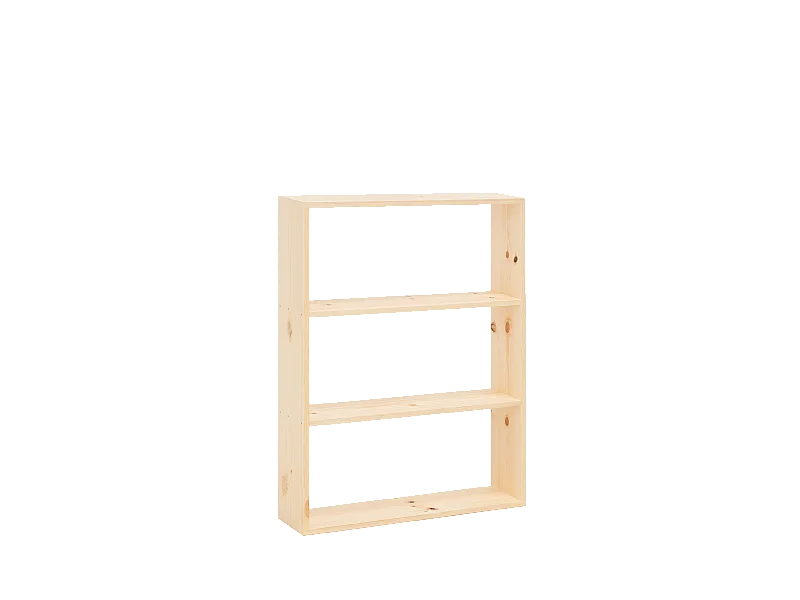 Estantería de madera maciza con 2 estantes natural - SAURA - DECOWOOD