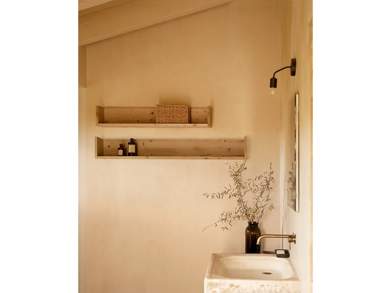 Étagère en bois massif ton marron de 90x16cm - ONA - DECOWOOD