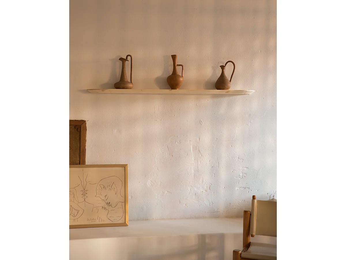 Mensola arrotondata in legno massello in tono naturale 60x3,2x19,65cm - BLOOM - DECOWOOD