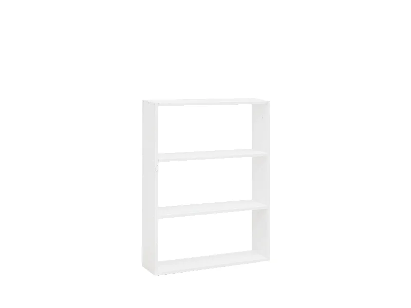 Estantería de madera maciza con 2 estantes blanco - SAURA - DECOWOOD