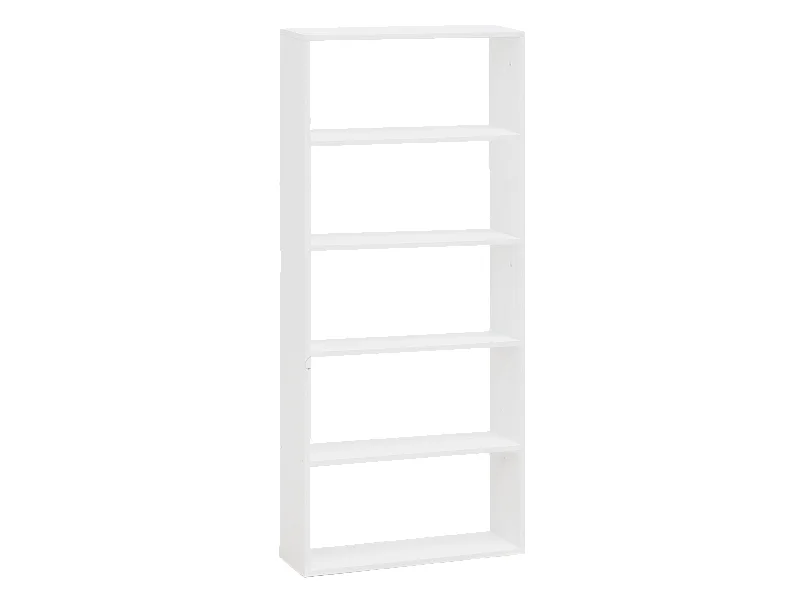 Estantería de madera maciza con 4 estantes blanco - SAURA - DECOWOOD