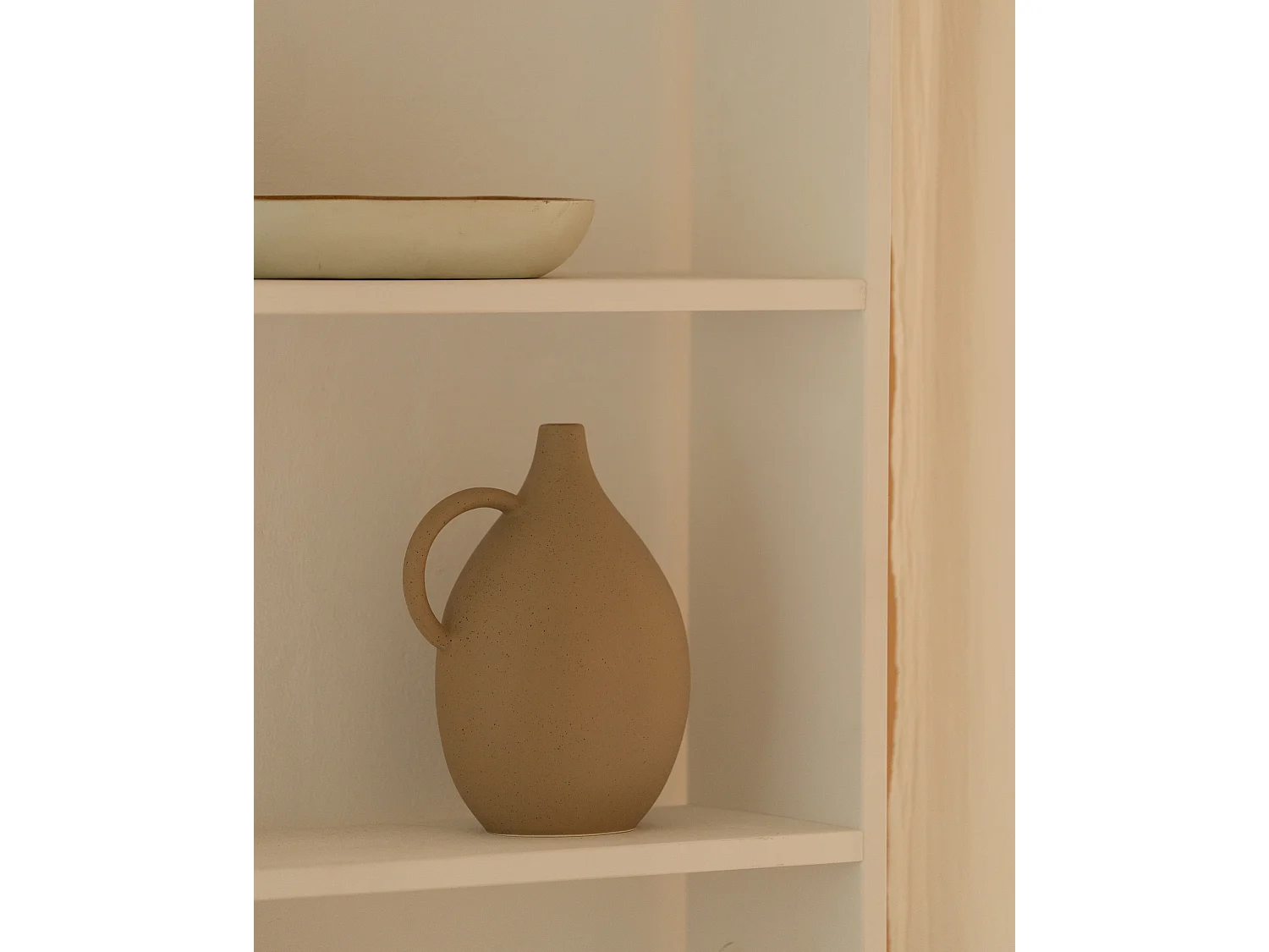 Estantería de madera maciza con 4 estantes blanco - SAURA - DECOWOOD