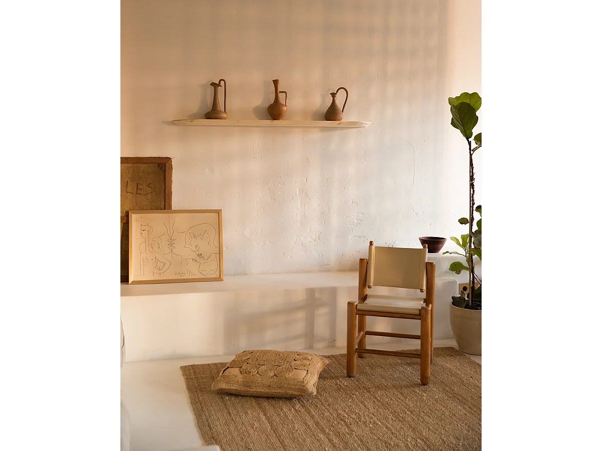 Pack 4 estanterías redondeadas de madera maciza flotantes tono natural 140x3,2x19,65cm - BLOOM - DECOWOOD