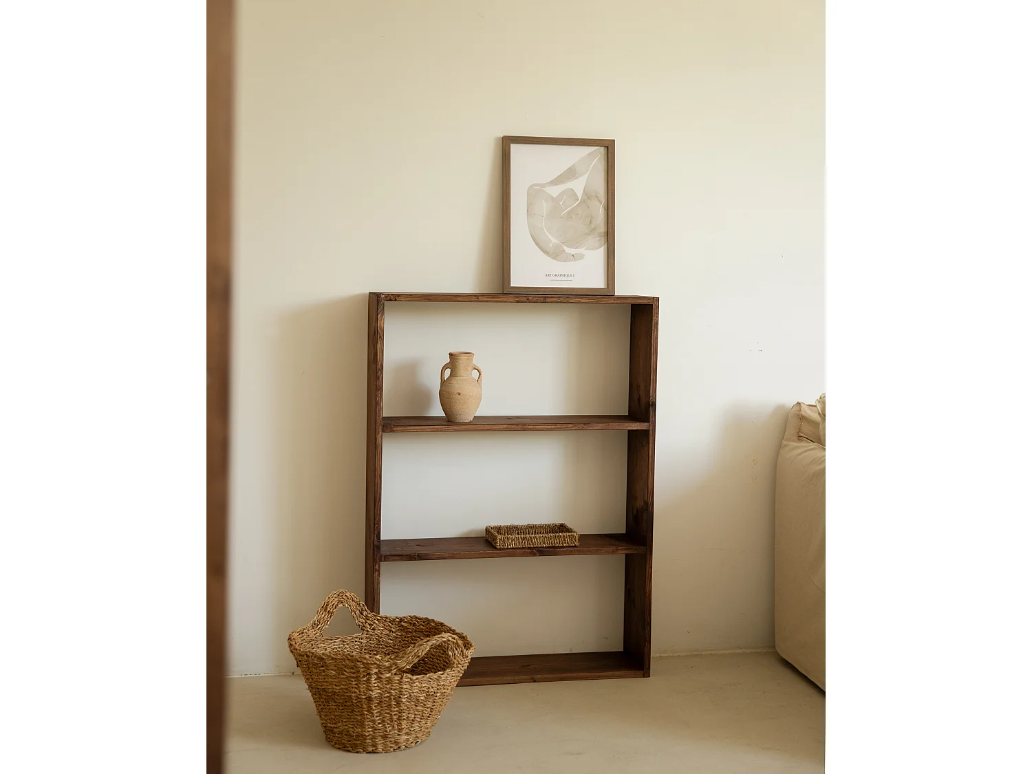 Étagère en bois de pin avec 2 étagères marron 80,2x108,6cm - SAURA - DECOWOOD
