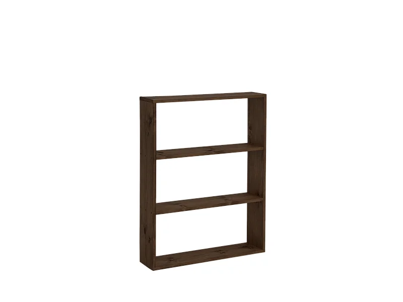 Estantería de madera maciza con 2 estantes nogal - SAURA - DECOWOOD