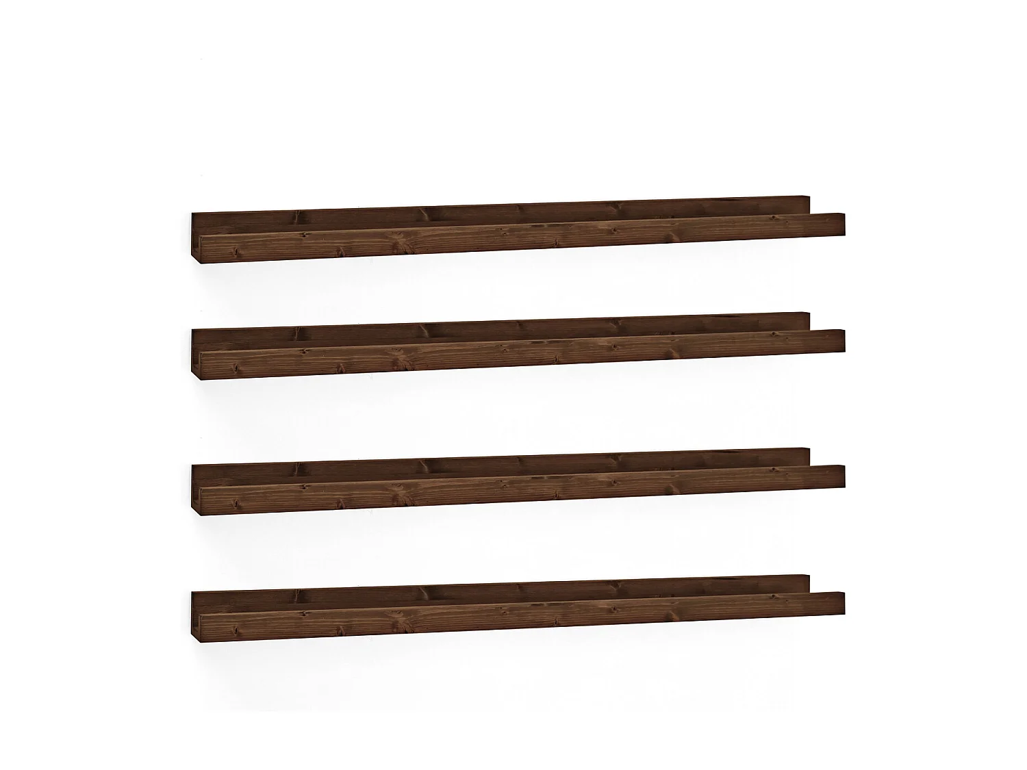 Pack 4 estantes de madera maciza flotante tono nogal 50cm - DUC - DECOWOOD