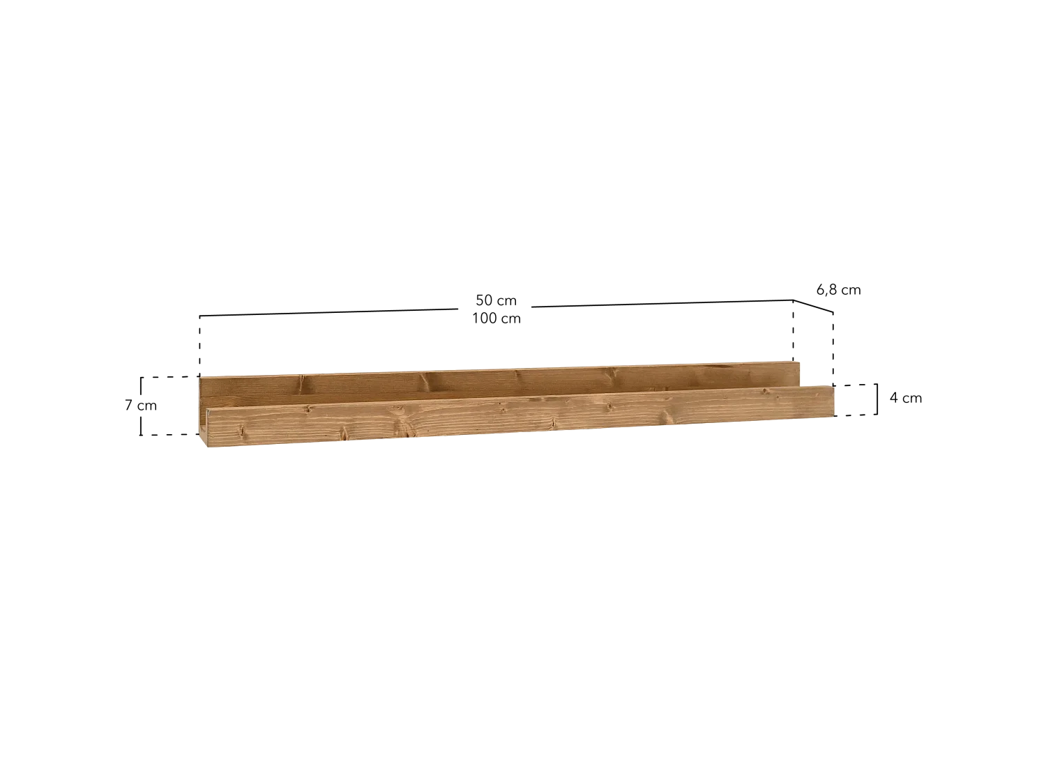 Pack 4 estantes de madera maciza flotante tono nogal 50cm - DUC - DECOWOOD