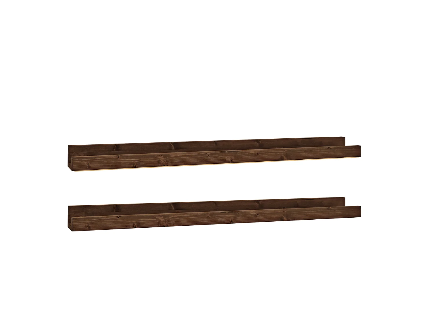 Set 2 scaffali flottanti in legno massello tono noce 100x7cm - DUC - DECOWOOD