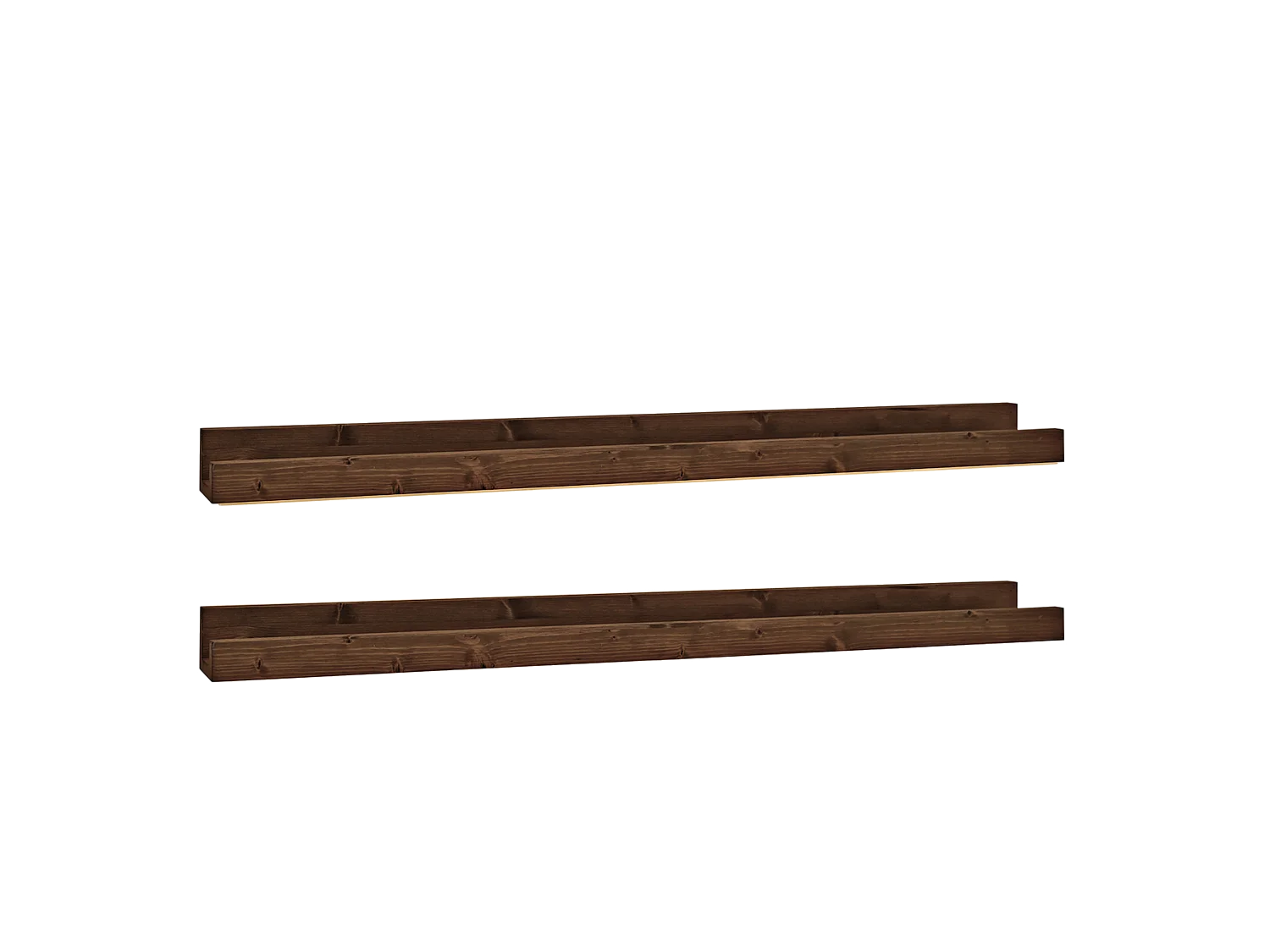 Set 2 scaffali flottanti in legno massello tono noce 100x7cm - DUC - DECOWOOD