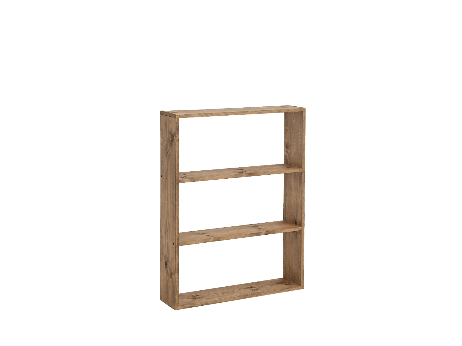 Estantería de madera maciza con 2 estantes roble oscuro - SAURA - DECOWOOD