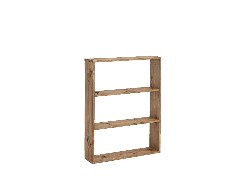 Scaffale in legno massello in tono rovere scuro con 2 ripiani - SAURA - DECOWOOD