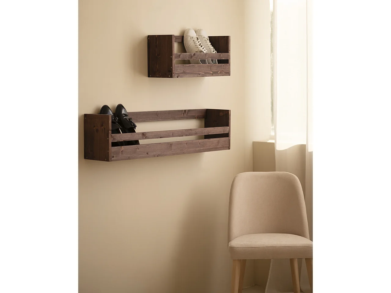 Sarpiera in legno massello in tono noce 103,5x25cm - BOX - DECOWOOD