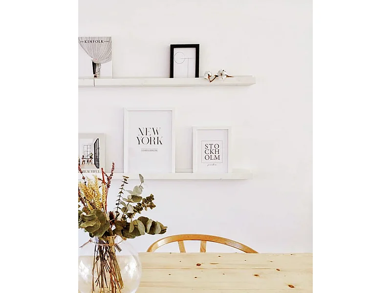 Pack 2 estantes de madera maciza flotante tono blanco 100cm - DUC - DECOWOOD