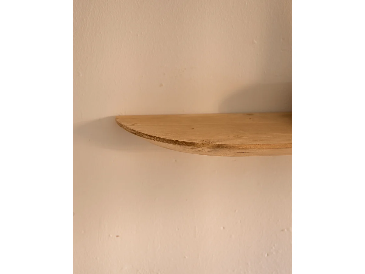 Mensola arrotondata in legno massello in tono marrone chiaro 160x3,2x19,65cm - BLOOM - DECOWOOD