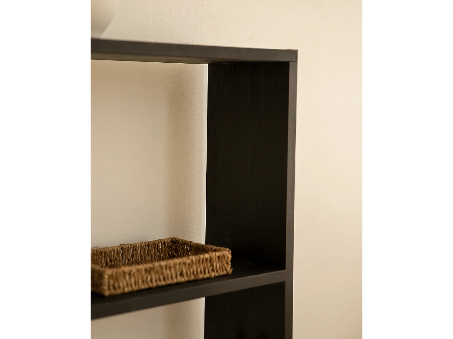 Estantería de madera maciza con 3 estantes negro - SAURA - DECOWOOD