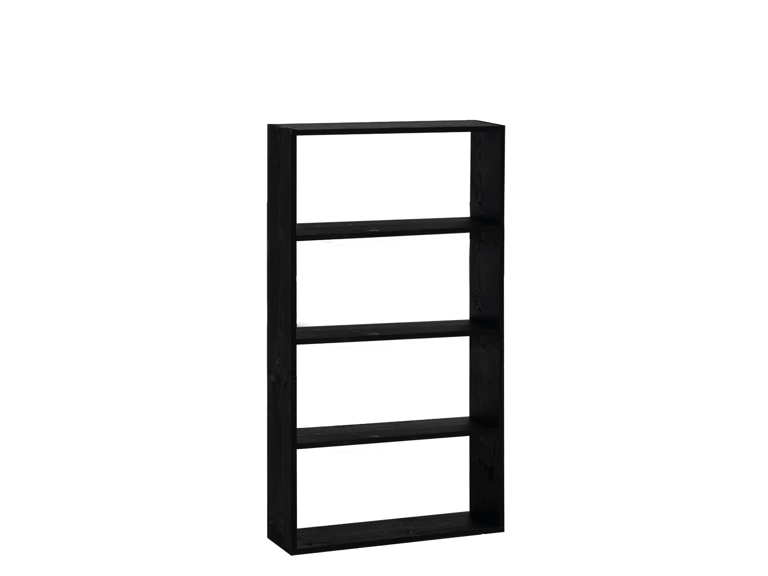 Estantería de madera maciza con 3 estantes negro - SAURA - DECOWOOD