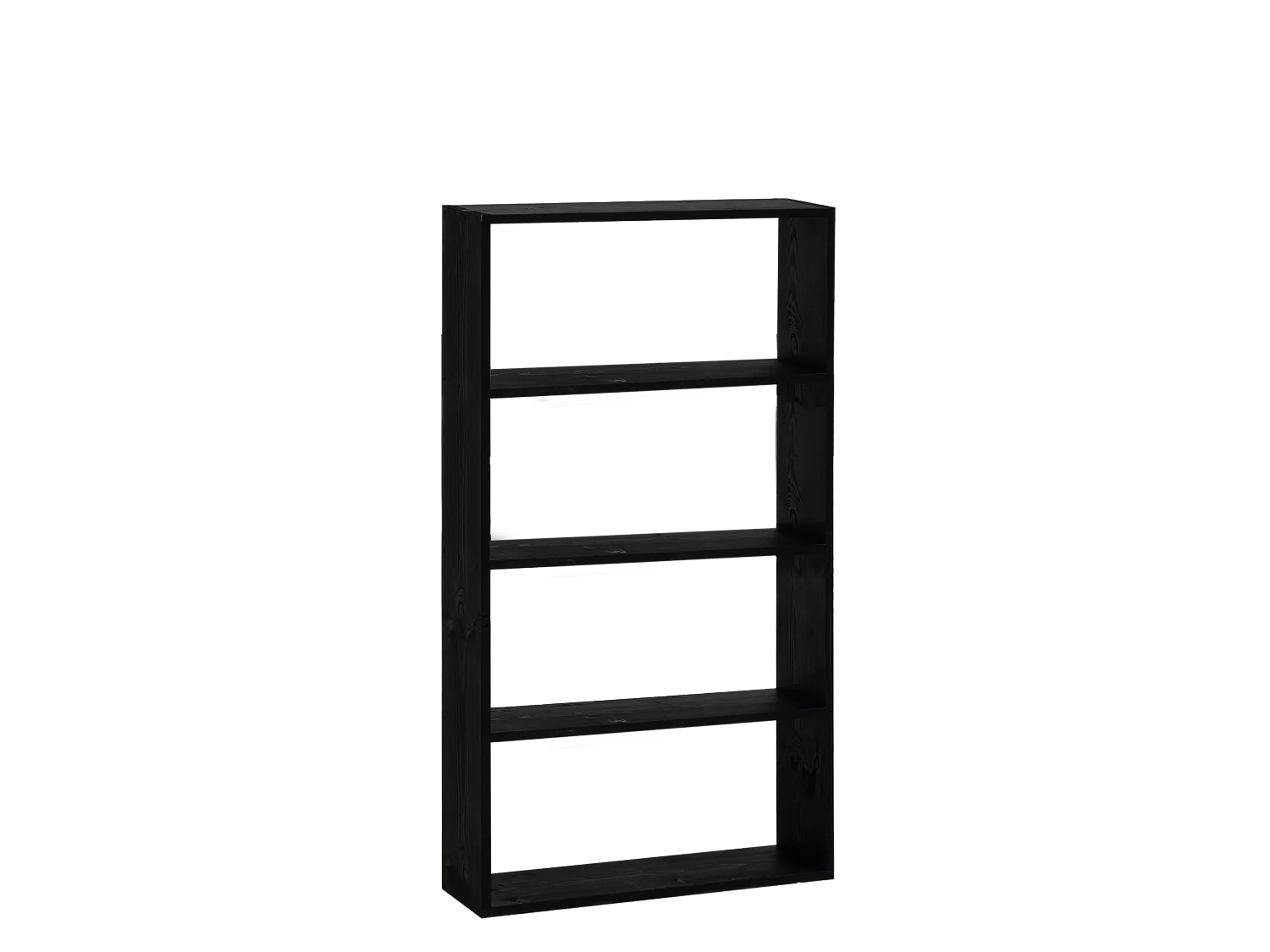 Estantería de madera maciza con 3 estantes negro - SAURA - DECOWOOD