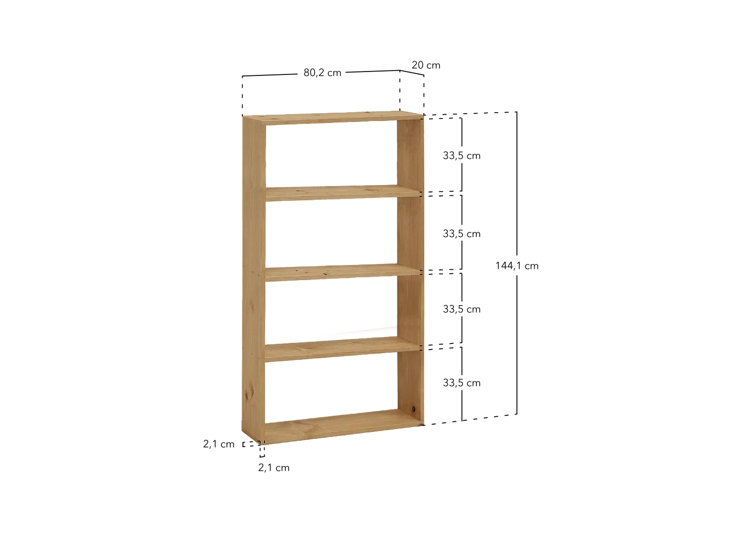 Estantería de madera maciza con 3 estantes negro - SAURA - DECOWOOD