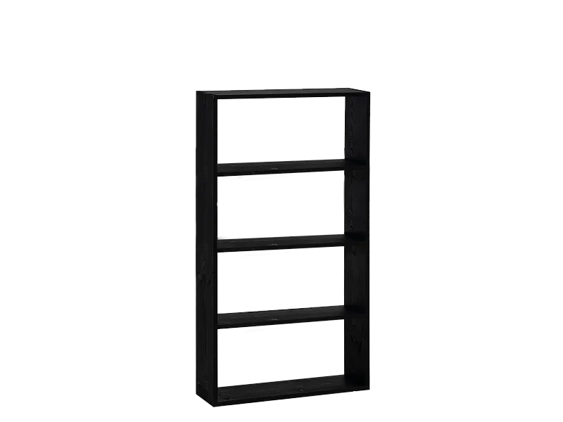 Estantería de madera maciza con 3 estantes negro - SAURA - DECOWOOD