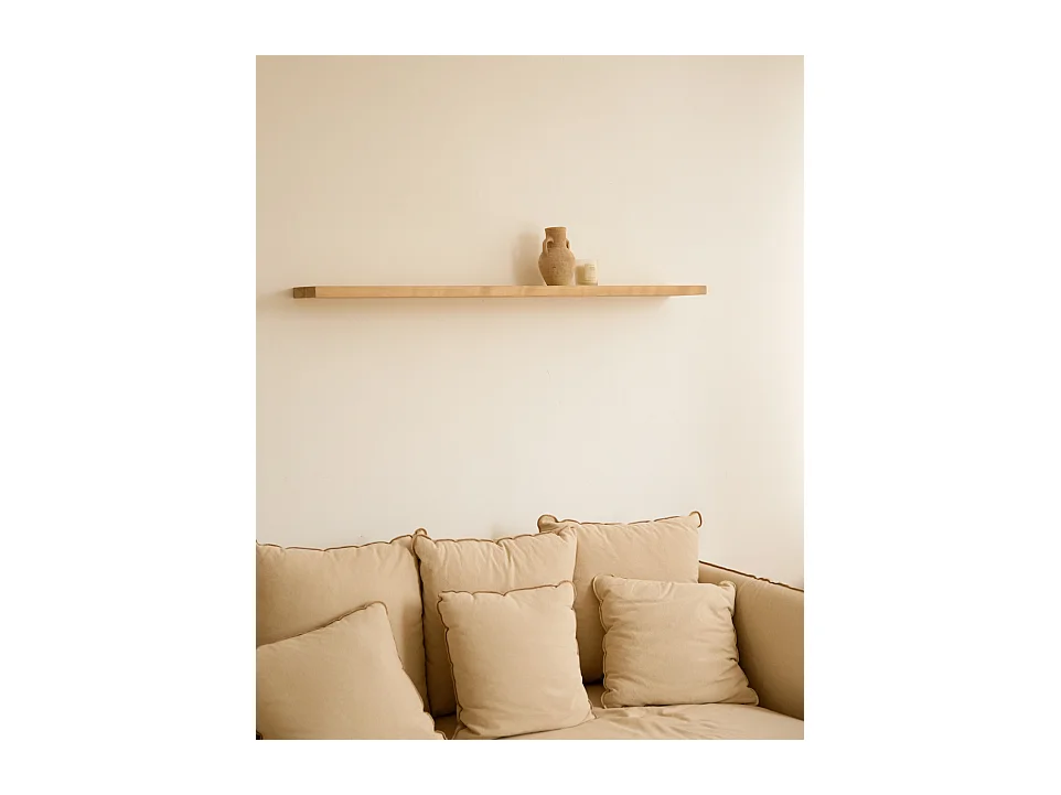 Estantería de madera maciza flotante acabado roble medio 100x3,2x20cm - MELVA - DECOWOOD