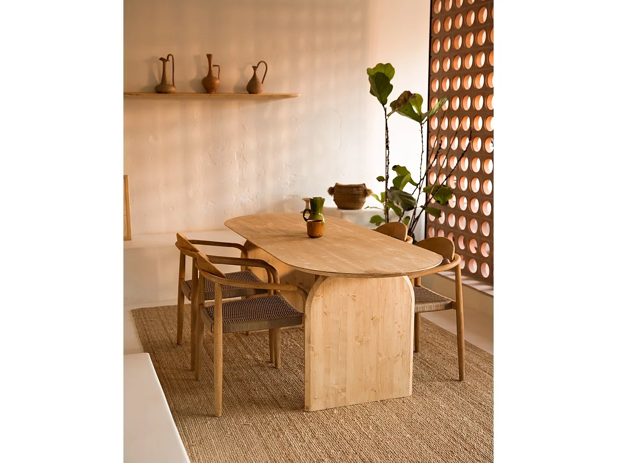 Mensola arrotondata in legno massello in tono marrone chiaro 100x3,2x19,65cm - BLOOM - DECOWOOD