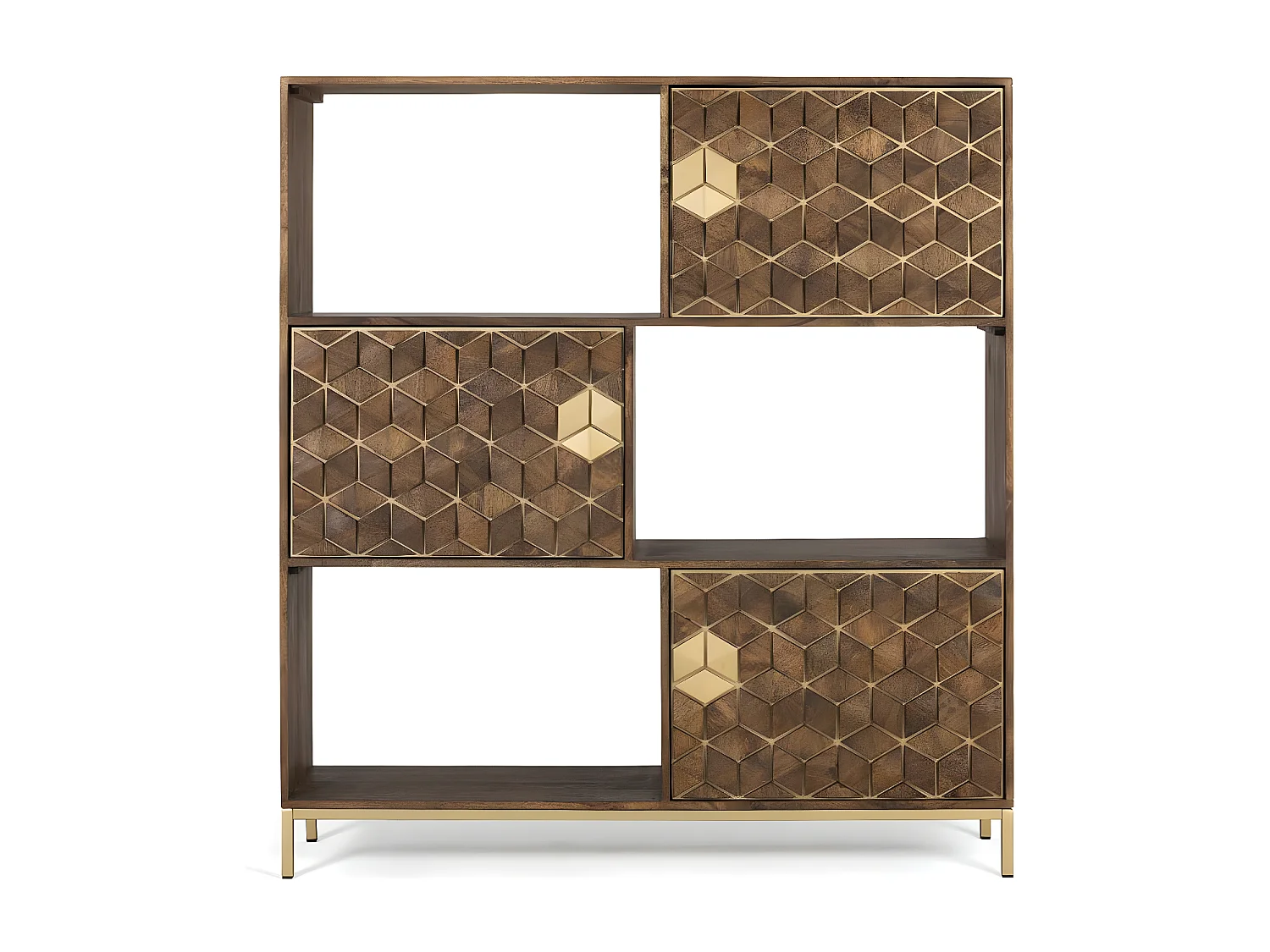 Bibliothèque en bois manguier et métal