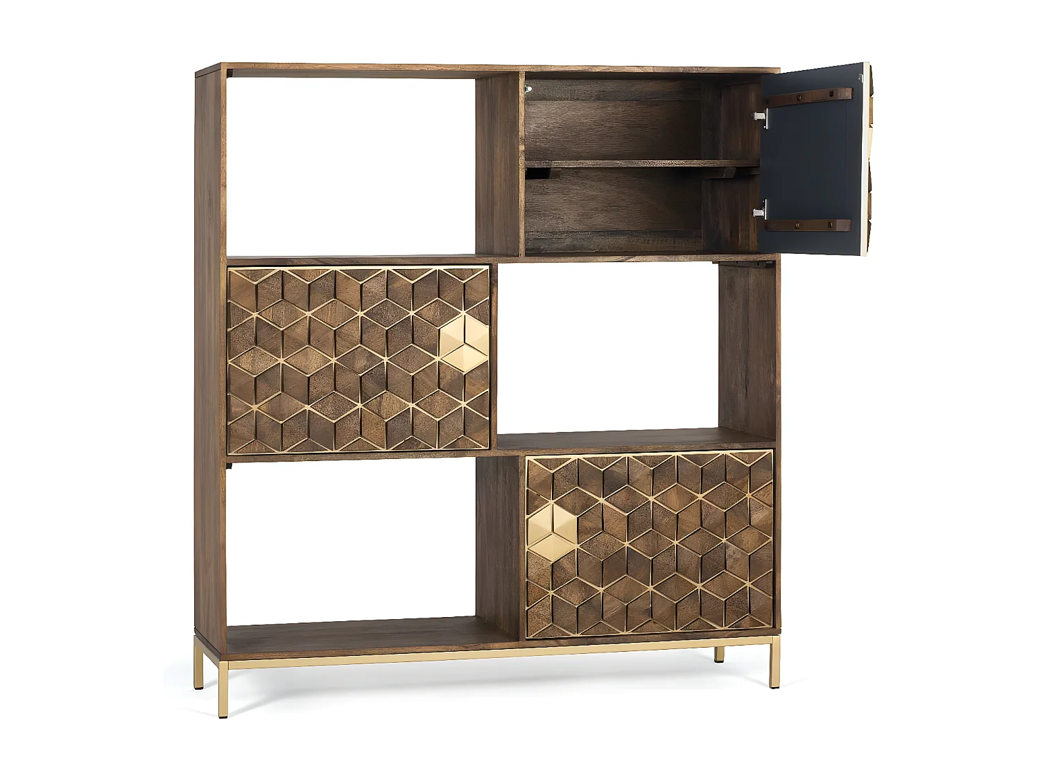 Bibliothèque en bois manguier et métal