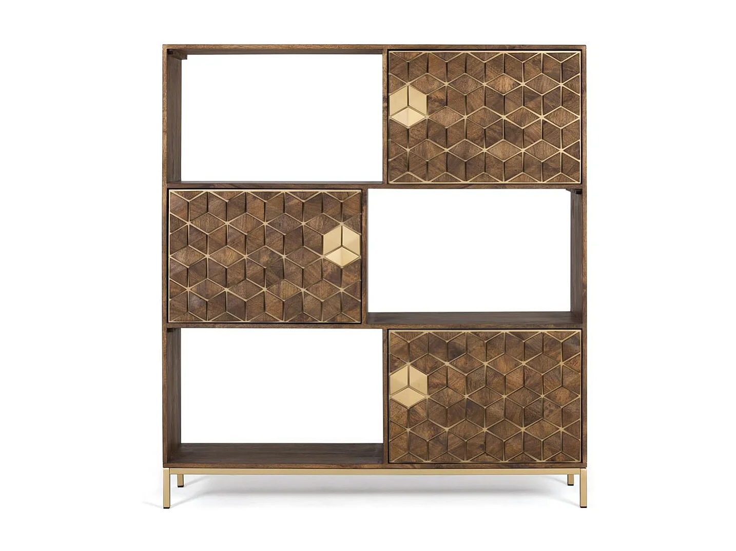 Bibliothèque en bois manguier et métal