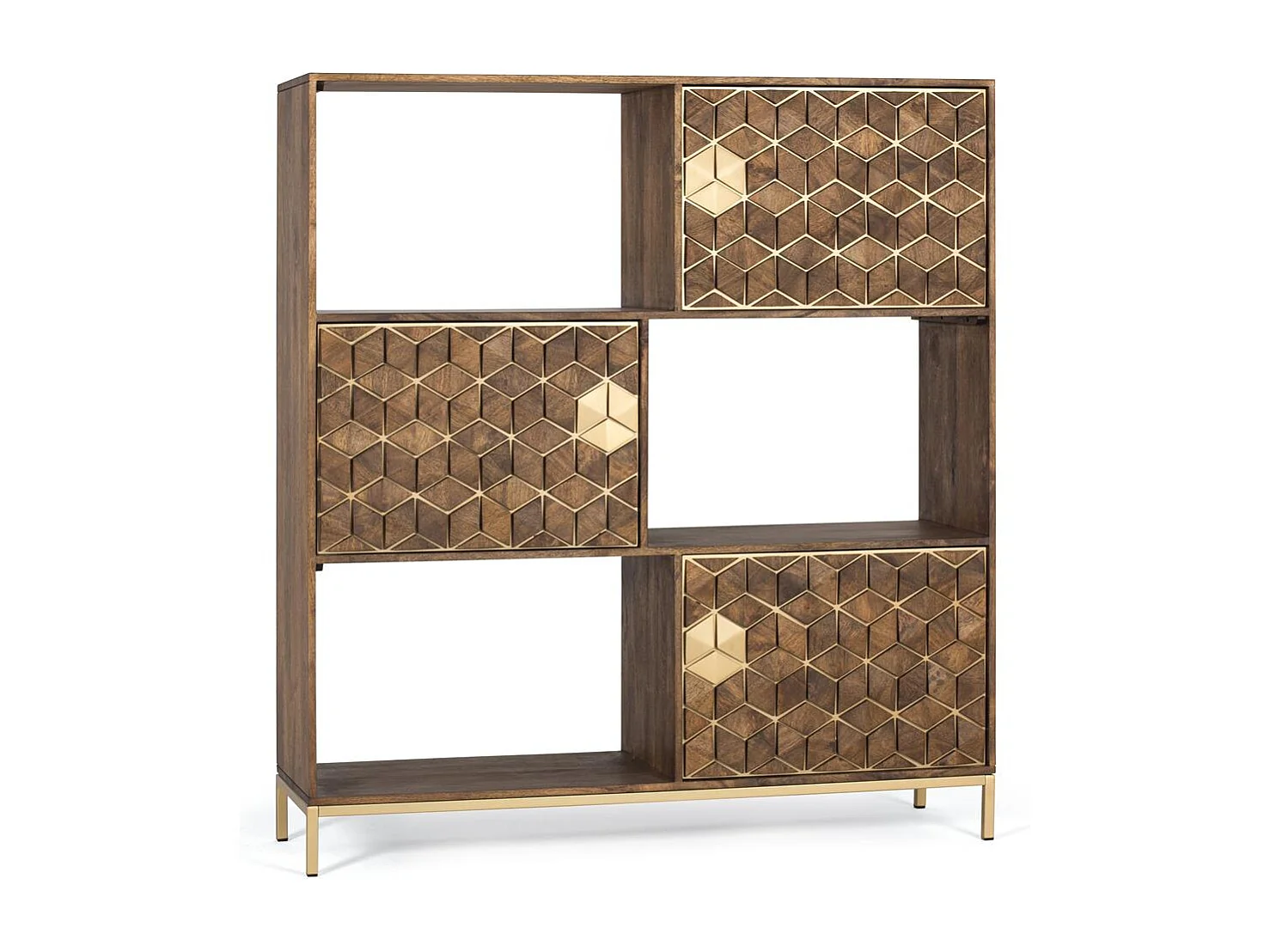 Bibliothèque en bois manguier et métal