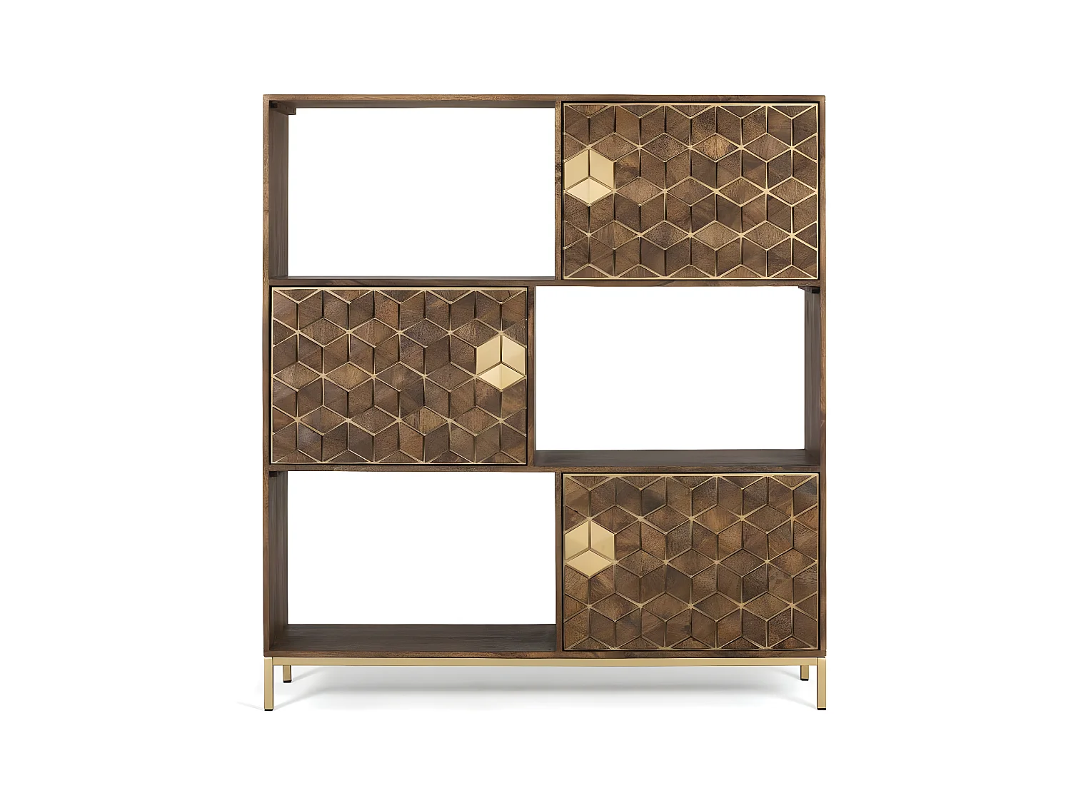 Bibliothèque en bois manguier et métal