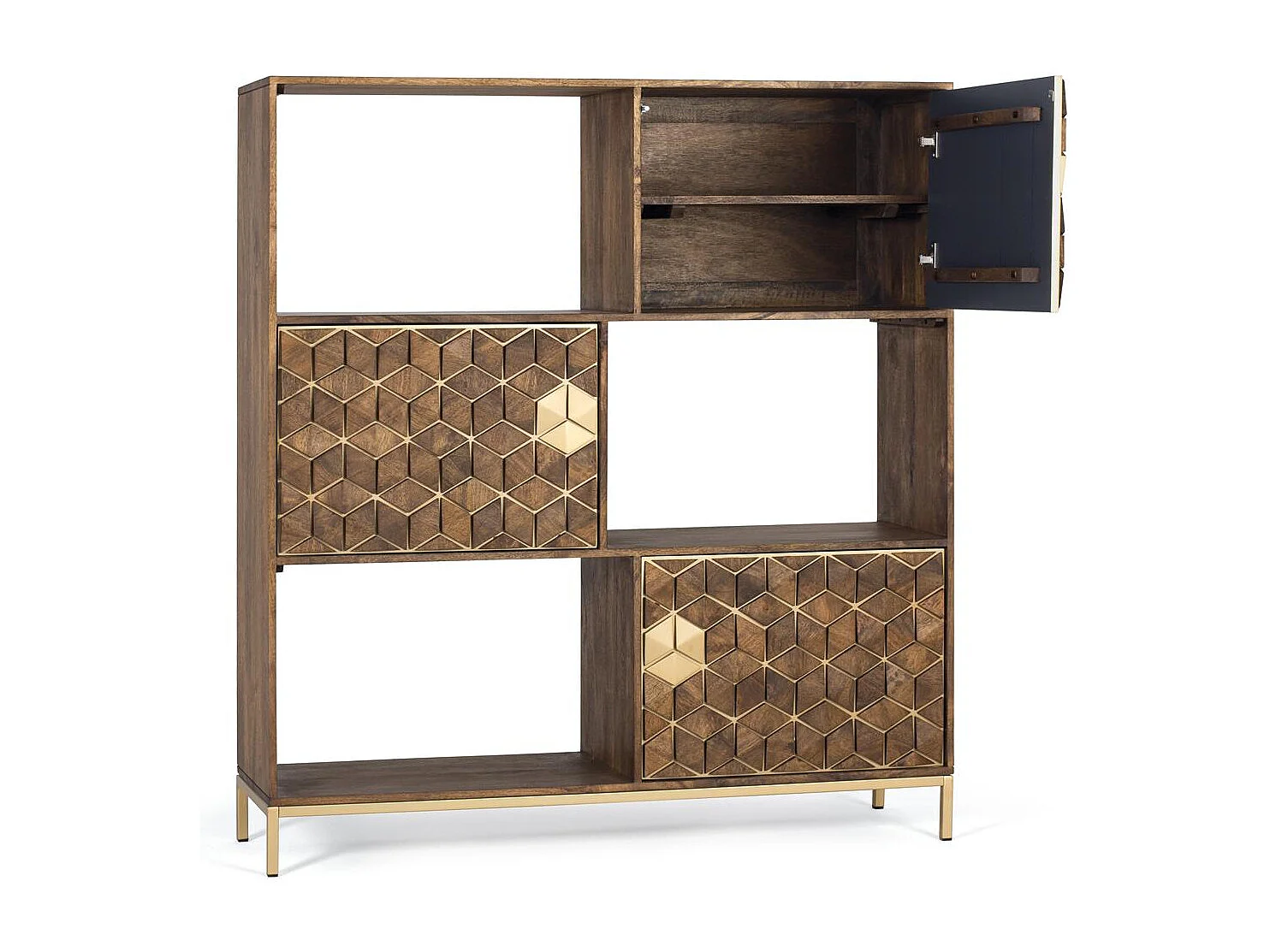 Bibliothèque en bois manguier et métal