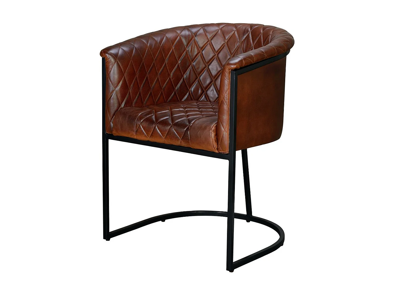 Sedia in pelle naturale con gambe in metallo marrone Marrón .76x60x62 Giner y Colomer