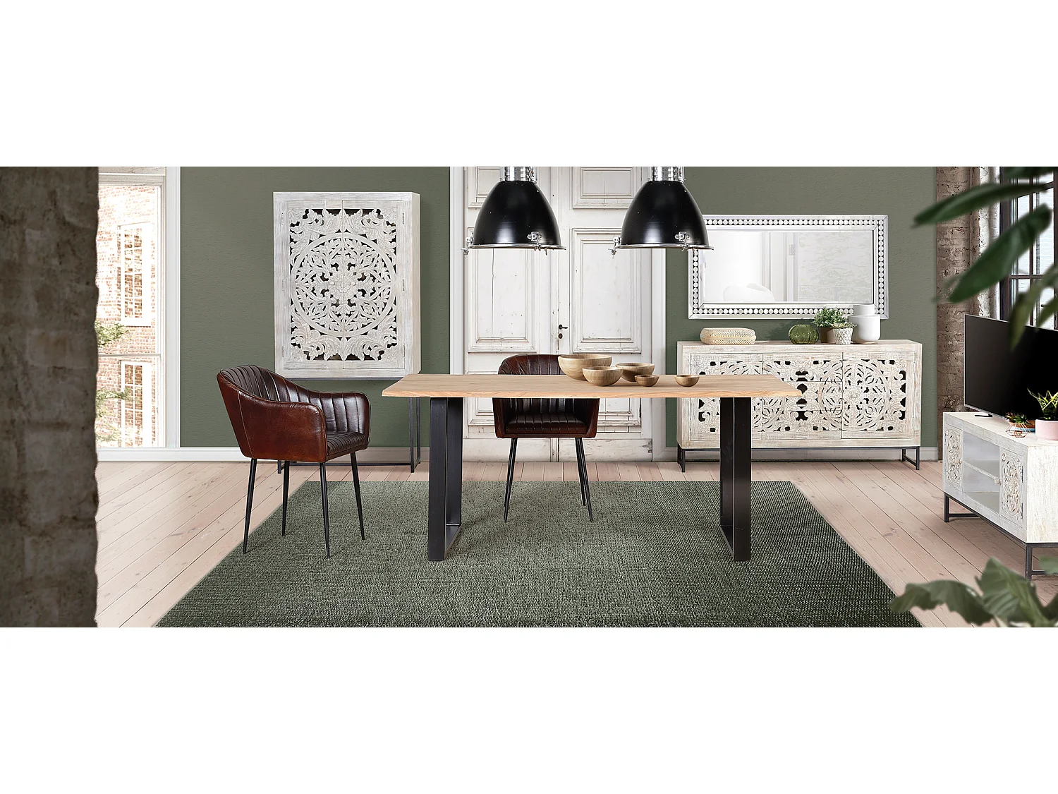 Cadeira de couro natural com pernas de metal marrom Marrón.Giner y Colomer.82x56x55