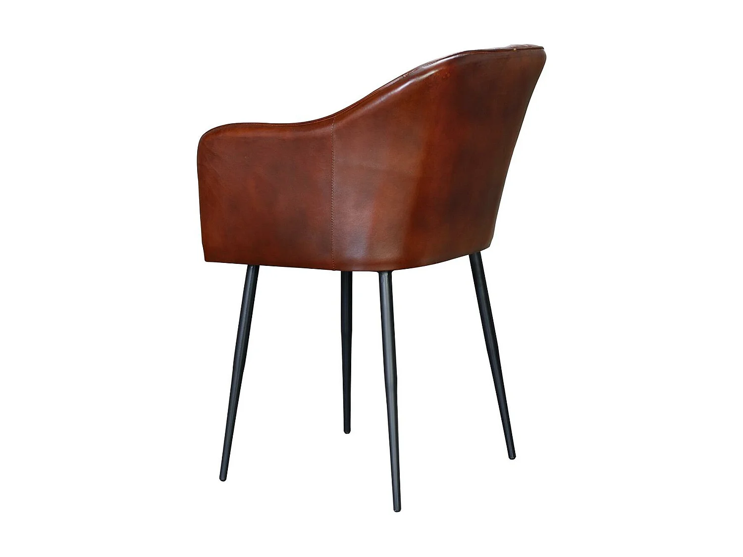 Cadeira de couro natural com pernas de metal marrom Marrón.Giner y Colomer.82x56x55