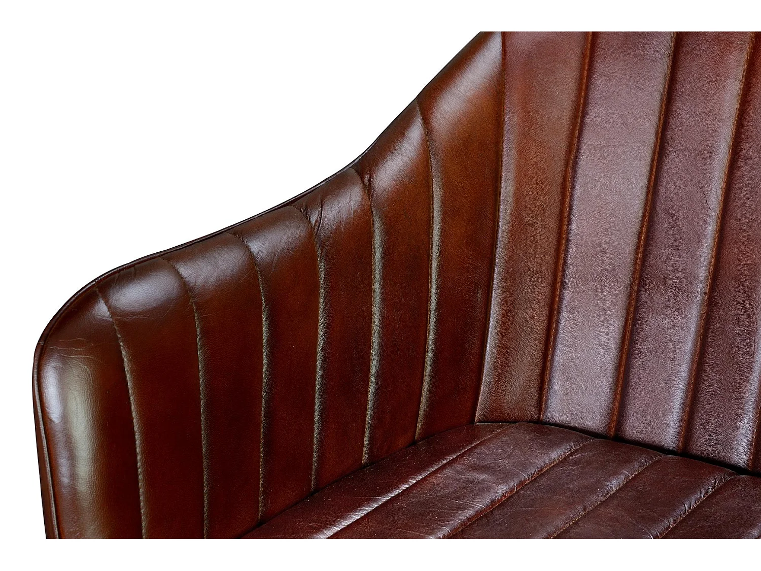 Cadeira de couro natural com pernas de metal marrom Marrón.Giner y Colomer.82x56x55