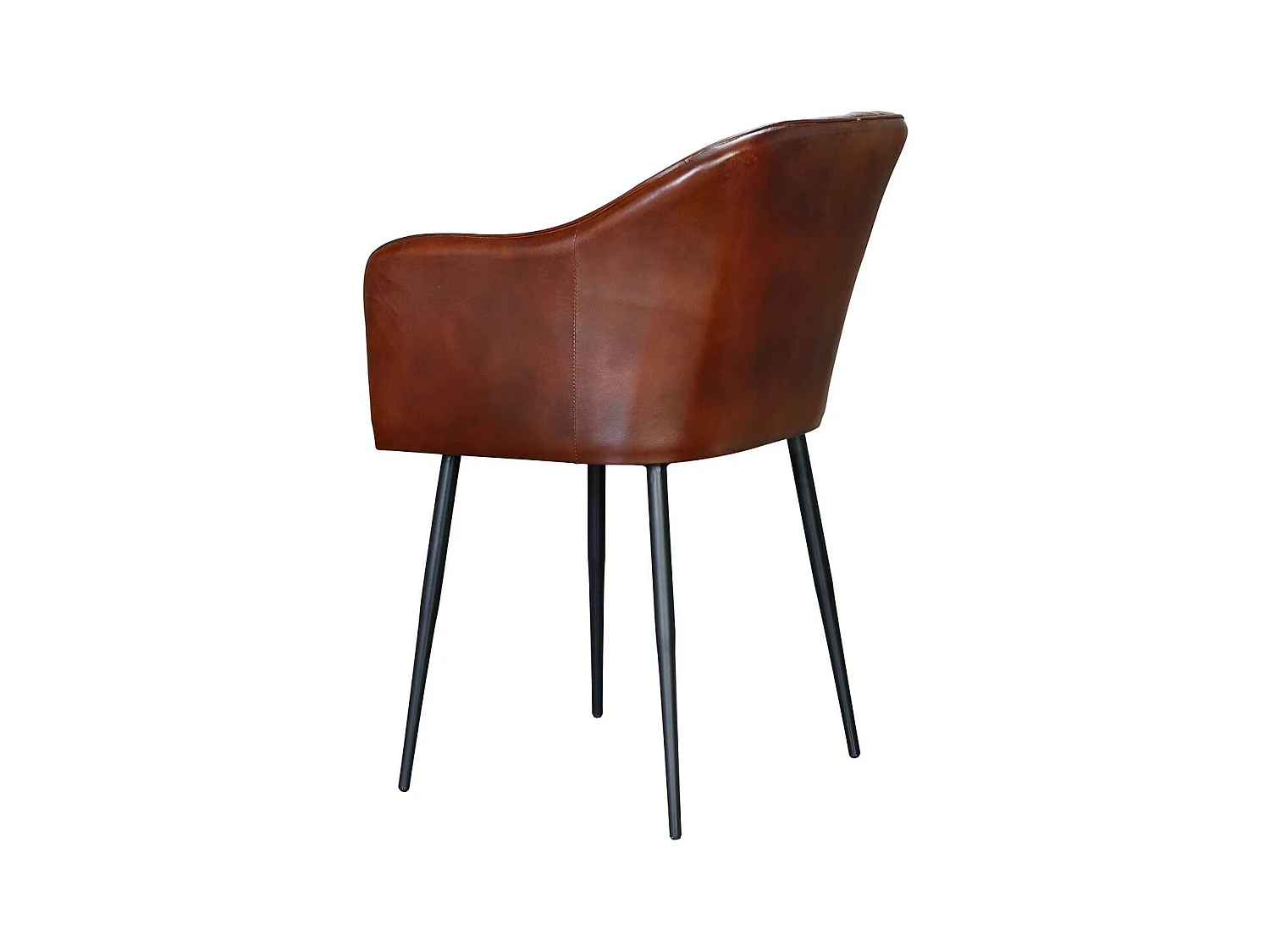 Silla cuero natural con patas de metal color marrón Marrón.Giner y Colomer 82x56x55