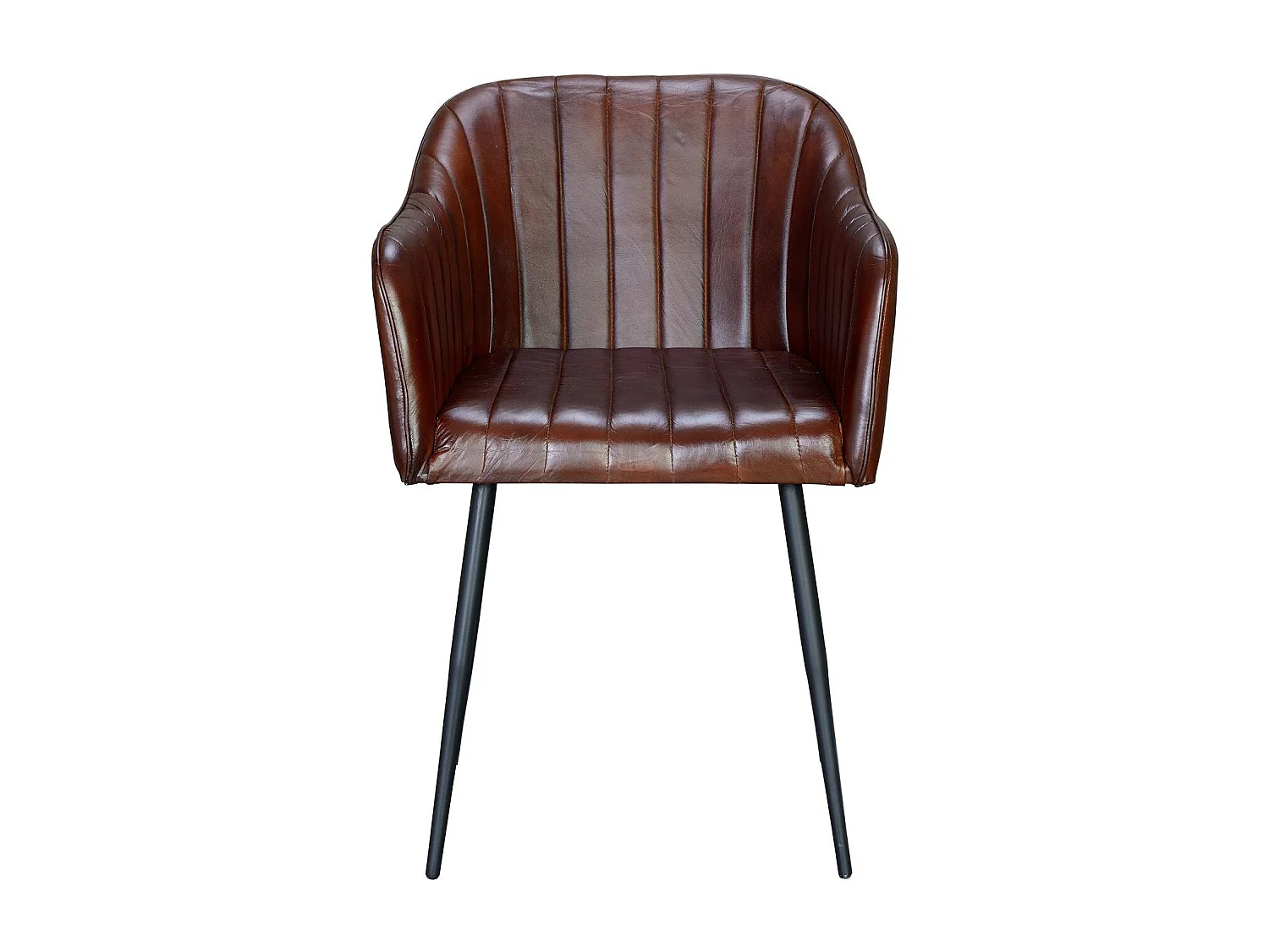 Chaise en cuir naturel avec pieds en métal marron