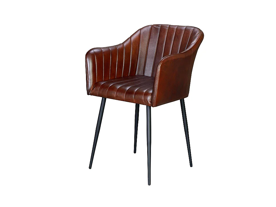 Fauteuil en cuir style industriel vintage 54 cm - 82 x 55 x 56 cm