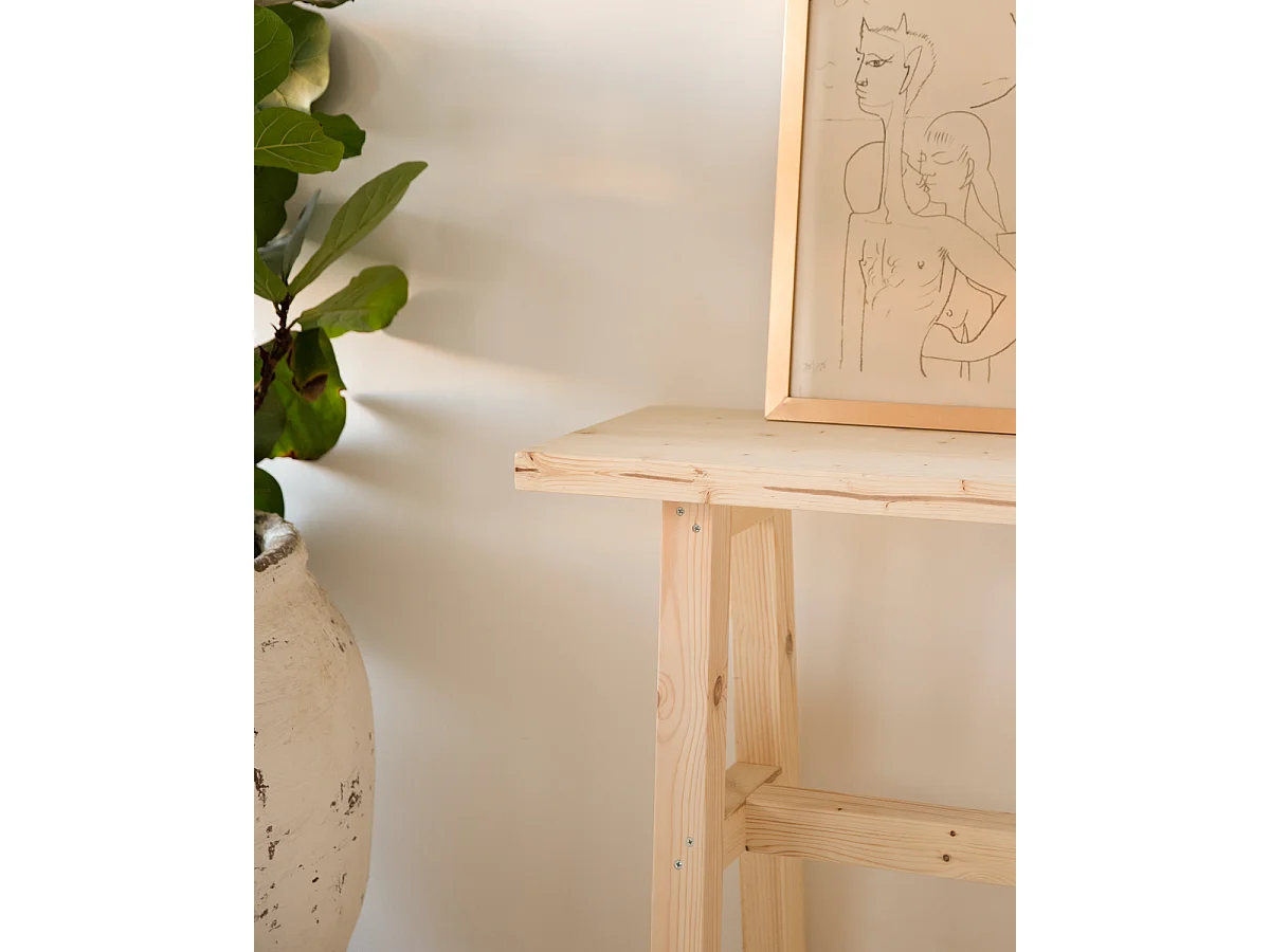 Consolle in legno massello in tono naturale 100x80cm - BATÁN - DECOWOOD