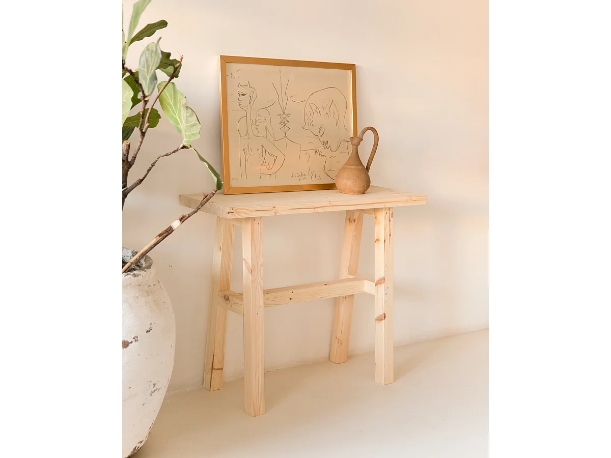 Consolle in legno massello in tono naturale 100x80cm - BATÁN - DECOWOOD