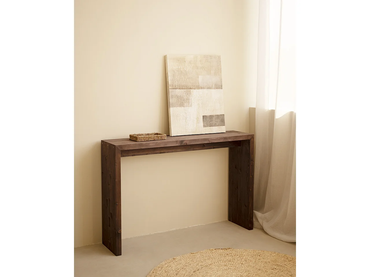 Consolle in legno massello in tono noce 120x80cm - TELVA - DECOWOOD