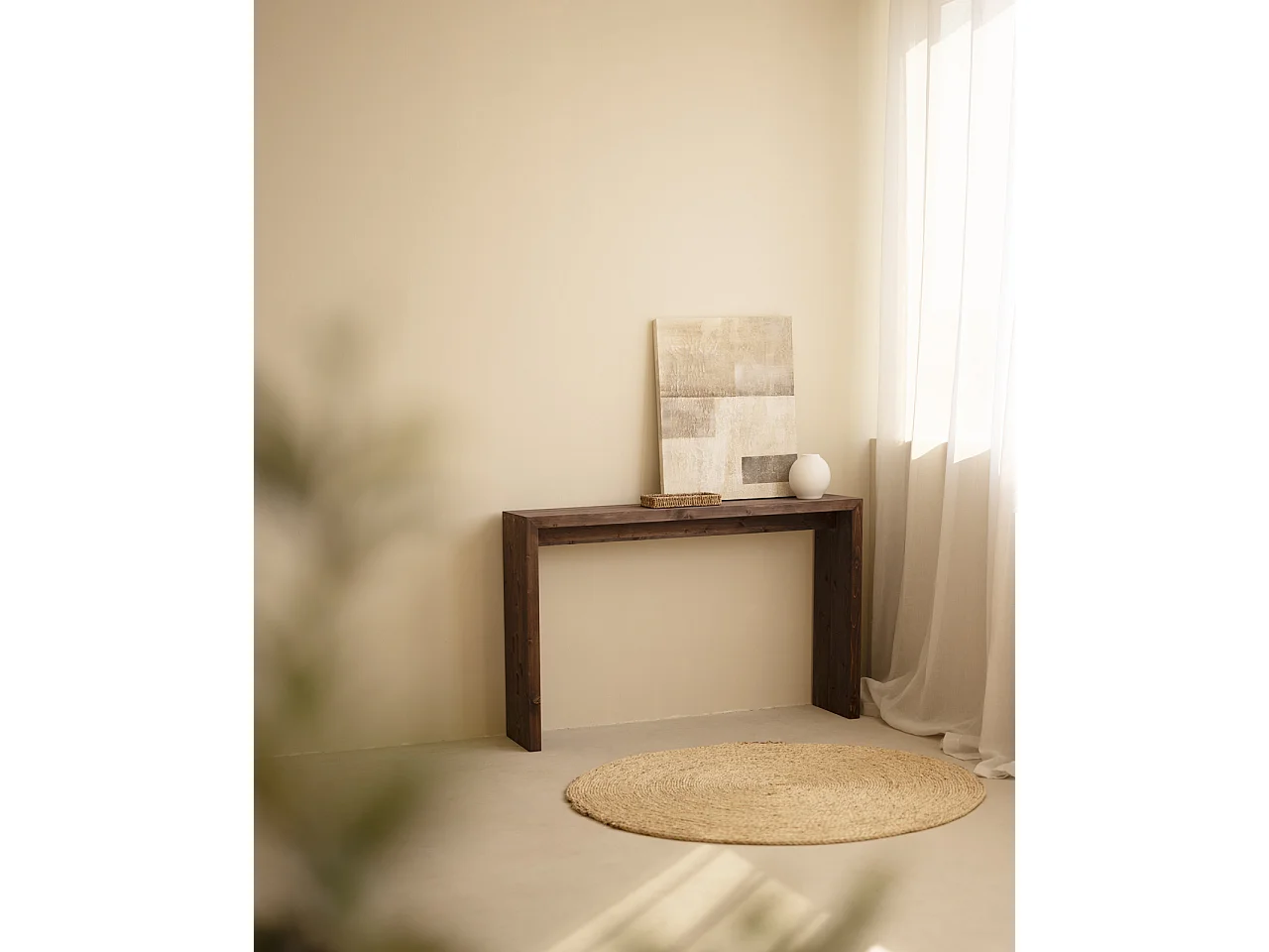 Consolle in legno massello in tono noce 120x80cm - TELVA - DECOWOOD