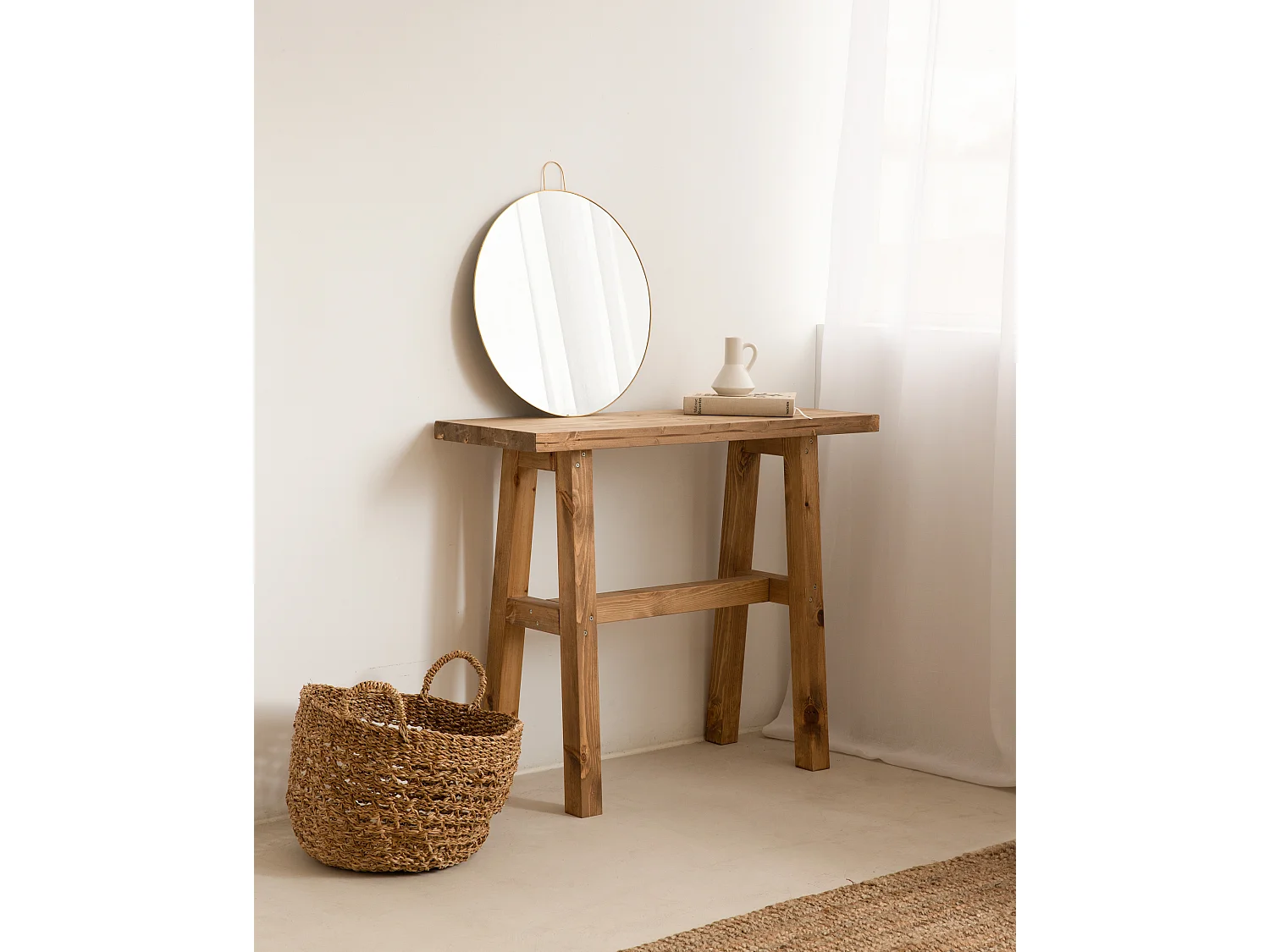 Consolle in legno massello in tono marrone 100x80cm - BATÁN - DECOWOOD